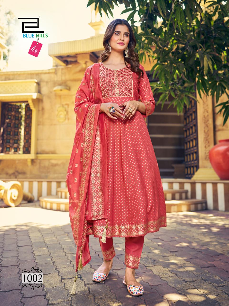 Meera By Blue Hills Rayon Printed Anarkali Kurti With Bottom Dupatta Wholesale Market In Surat